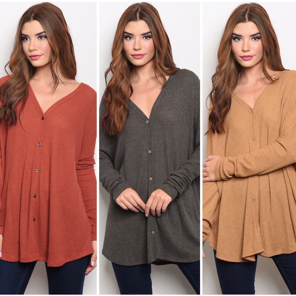 3 MIXED PACK | WAFFLE BUTTON DOWN TOP